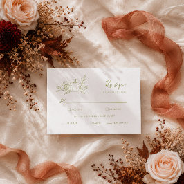 Cartão De Informações Olive Green Abóbora Girassol Casamento Outono RSVP