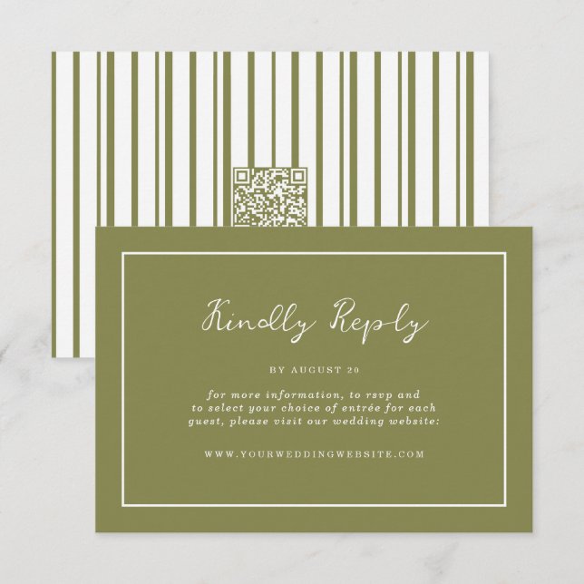 Cartão De Informações Olive Green Modern Online RSVP Card (Frente/Verso)