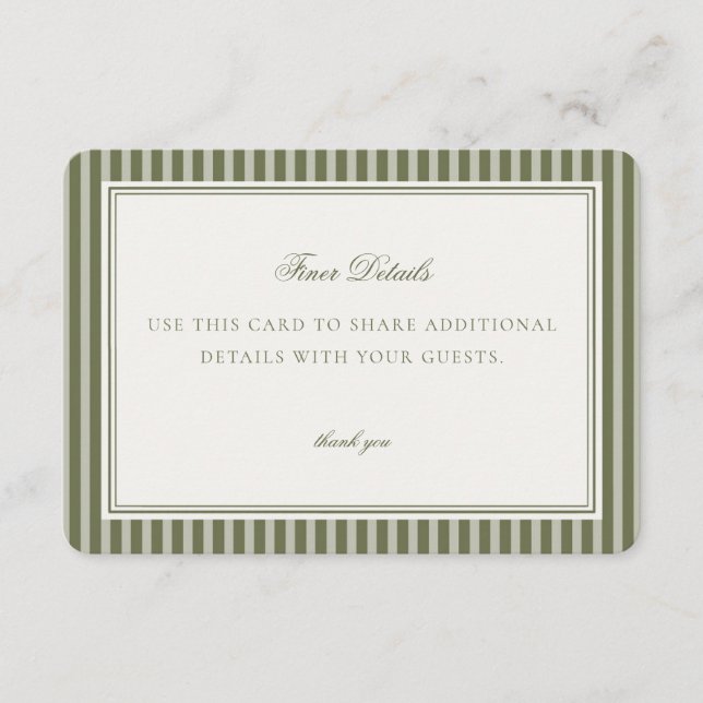 Cartão De Informações Olive Martini Tini Bit Closer Details Card Insert (Frente)