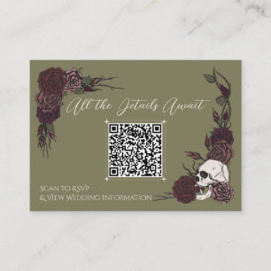 Cartão De Informações Olive Skull & Arte Botânica Link QR