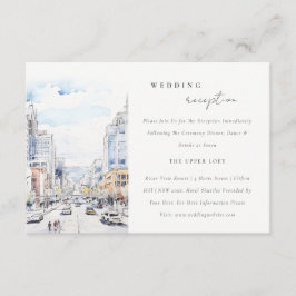 Cartão De Informações Omaha Nebraska Watercolor Scape Wedding Reception