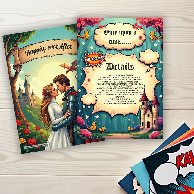 Cartão De Informações Once Upon A Time Woodland Castle Fairytale Wedding (Criador carregado)