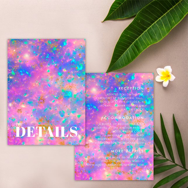 Cartão De Informações Opala Dourada Pedra Ousada Detalhes Mínimos de Cas (Front / Back)