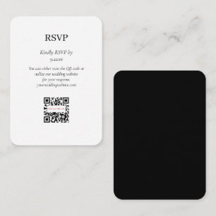 Cartão De Informações Opção de código QR RSVP Preto Simples Elegante