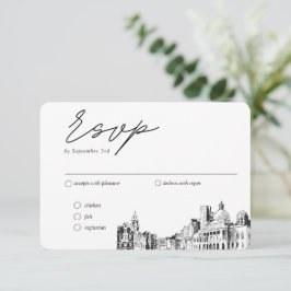 Cartão De Informações Opção de Refeição de RSVP Tradicional de Casamento