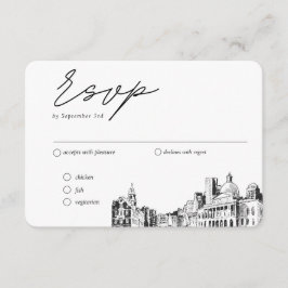 Cartão De Informações Opção de RSVP Tradicional de Casamento de Boston