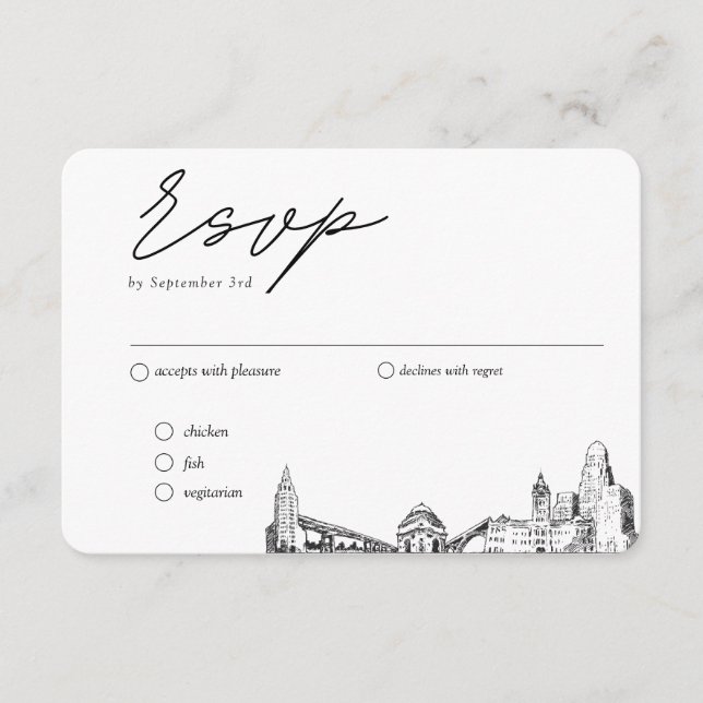 Cartão De Informações Opção de RSVP Tradicional de Casamento de Buffalo (Frente)