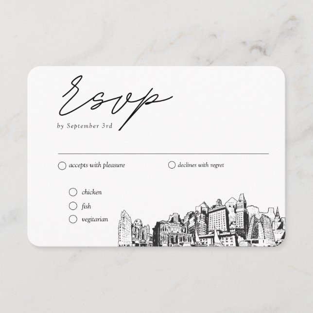 Cartão De Informações Opção de RSVP Tradicional de Casamento Oakland (Frente)