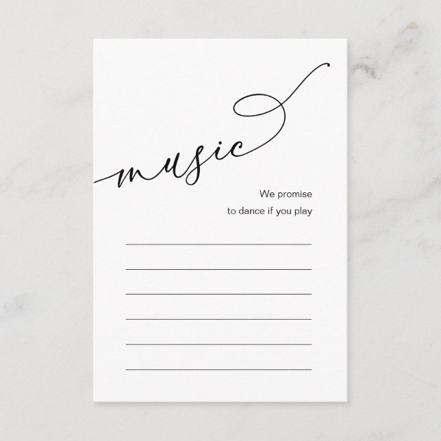 Cartão De Informações Opções de Música Jante de Casamento (Frente)