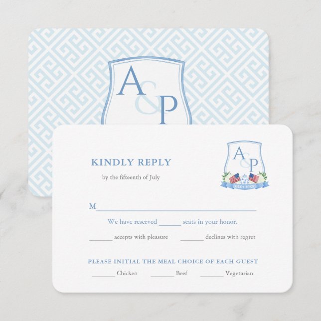 Cartão De Informações Opções de RSVP de Opções de Refeições de Casamento (Frente/Verso)