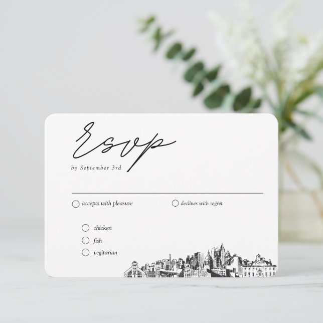 Cartão De Informações Opções de RSVP Tradicional de Casamento Atlanta (Em pé/Frente)