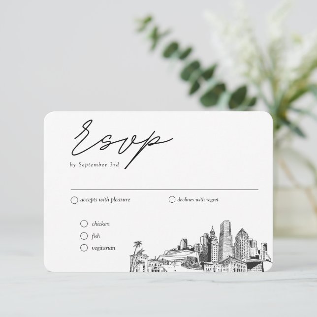 Cartão De Informações Opções Tradicionais de RSVP de Casamento de Miami (Em pé/Frente)