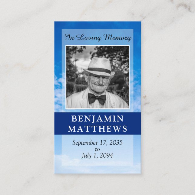 Cartão De Informações Oração Funeral Moderna Personalizada Poem Blue Sky (Frente)