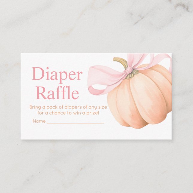 Cartão De Informações Orange Little Pumpkin Baby Shower Diaper Raffle (Frente)
