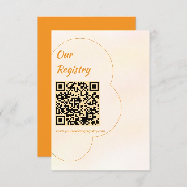 Cartão De Informações Orange Sunset Wedding Registry (Frente/Verso)