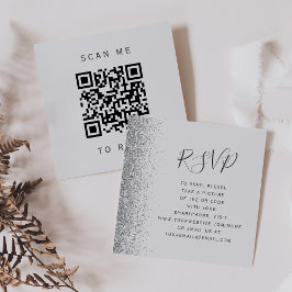 Cartão De Informações Orçamento Cinza Prata Claro Casamento Código QR RS