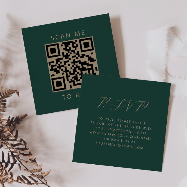 Cartão De Informações Orçamento Código QR de RSVP de Casamento em Script (Criador carregado)