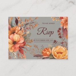 Cartão De Informações Orçamento Código QR Floral de Outono Casamento Rsv
