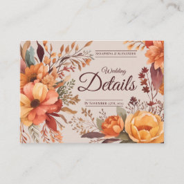 Cartão De Informações Orçamento Código QR Floral de Outono Rsvp detalhes