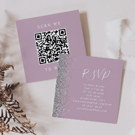 Cartão De Informações Orçamento Dusty Lilac Silver Casamento QR Código R