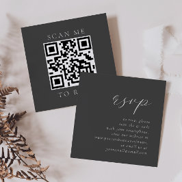Cartão De Informações Orçamento Elegante Script Cinza Código QR Casament