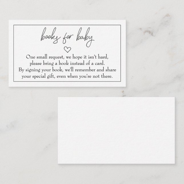 Cartão De Informações Orçamento "Livros para Bebê" Inserir (Frente/Verso)