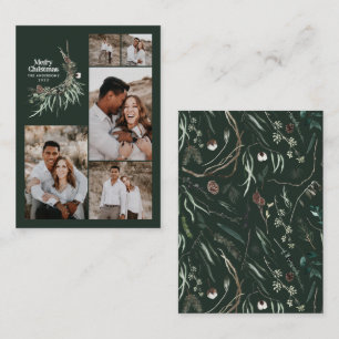 Cartão De Informações Orçamento multifoto-botânica verde-rústico