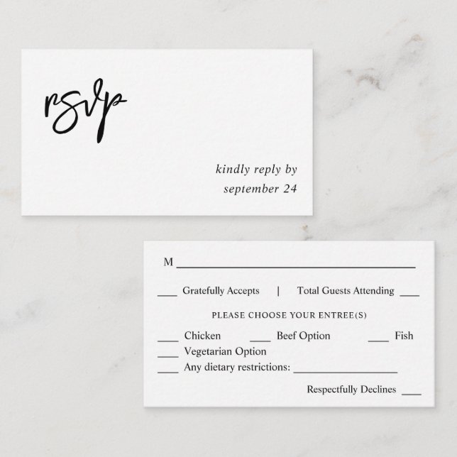 Cartão De Informações Orçamento Orçamento Preto e Branco Caligrafia 10 R (Frente/Verso)