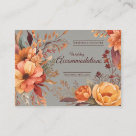 Cartão De Informações Orçamento para acomodações de casamento floral de
