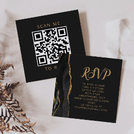 Cartão De Informações Orçamento Preto Dourado Ágata Casamento Código QR