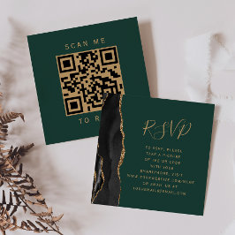 Cartão De Informações Orçamento Preto Dourado Ágata Verde Casamento Códi