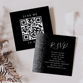 Cartão De Informações Orçamento Preto Prata Brilho Casamento Código QR R
