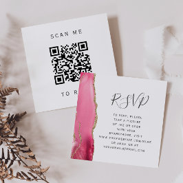 Cartão De Informações Orçamento Rosa Dourado Ágata Casamento QR Code RSV