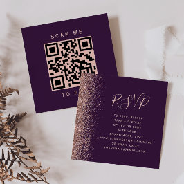 Cartão De Informações Orçamento Rosa Dourado Roxo Casamento Código QR RS