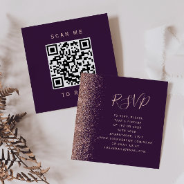 Cartão De Informações Orçamento Rosa Dourado Roxo Casamento Código QR RS