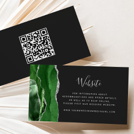 Cartão De Informações Orçamento Verde Código QR de Casamento Escuro Ágat