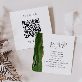 Cartão De Informações Orçamento Verde Dourado Ágata Casamento QR Code RS