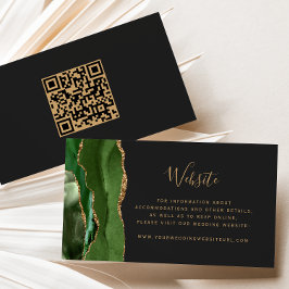 Cartão De Informações Orçamento Verde Ouro Ágata Escuro Casamento QR Cod