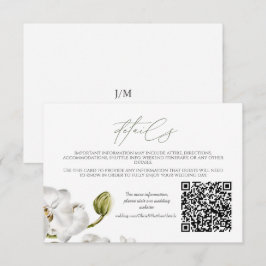 Cartão De Informações Orchids Frame Elegant Tropical Wedding QR code