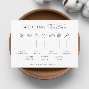 Cartão De Informações Ordem de Eventos Cronograma de Casamento em Letra 