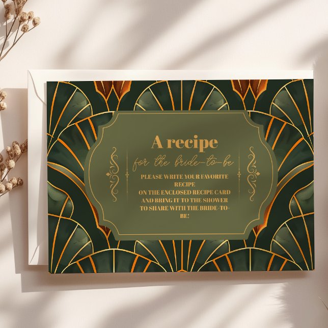 Cartão De Informações Ornamentado Elegante Verde Oleícola Bridal (Criador carregado)