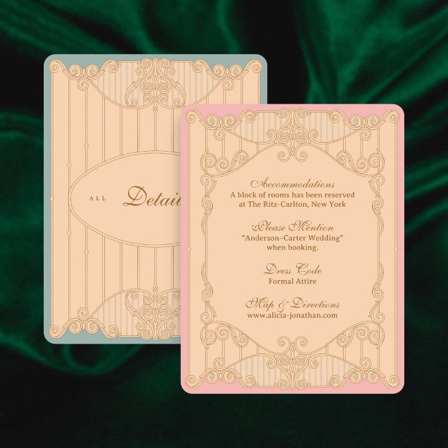 Cartão De Informações Ornate Art Nouveau Wedding Details Card (Criador carregado)