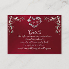 Cartão De Informações Ornate Frame & Heart - Red/Silver