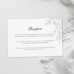 Cartão De Informações Orquídea Elevado Branco Formal Casamento Tradicion