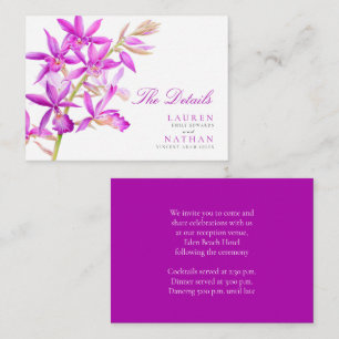 Cartão De Informações Orquídea roxa detalhes práticos do casamento