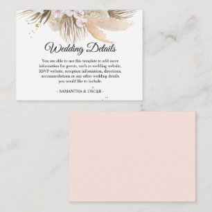 Cartão De Informações Orquídeas Florais Elegantes e Quadro de Beleza Pam