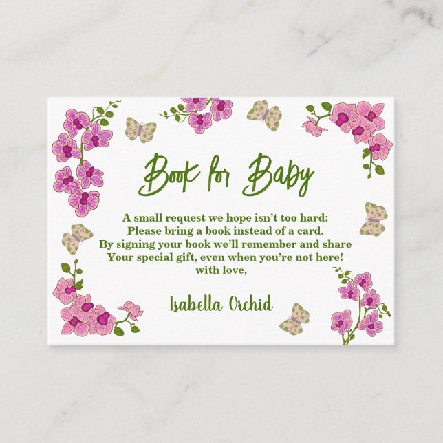 Cartão De Informações Orquídeas Livro de Presentes Rosa Púrpura Tropical (Frente)