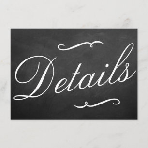Cartão De Informações Os Detalhes da Coleção de Noivas Fancy Chalkboard