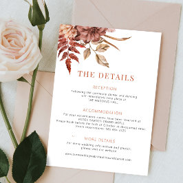 Cartão De Informações Os detalhes do casamento floral do outono do outon