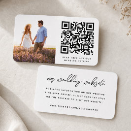 Cartão De Informações Our Wedding Website | QR Code Simple Photo RSVP